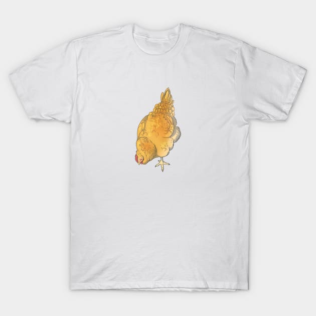 Pecking Buff Orpington Chicken T-Shirt by E. Leary Art